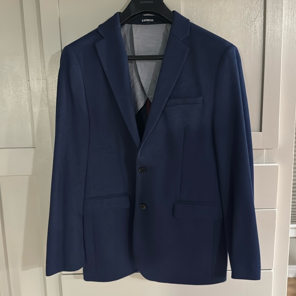Express - Cotton-Blend Blazer - Slim - navy blue